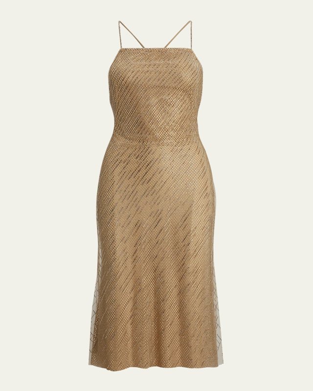 Crawford Sequined Mesh Cocktail Dress